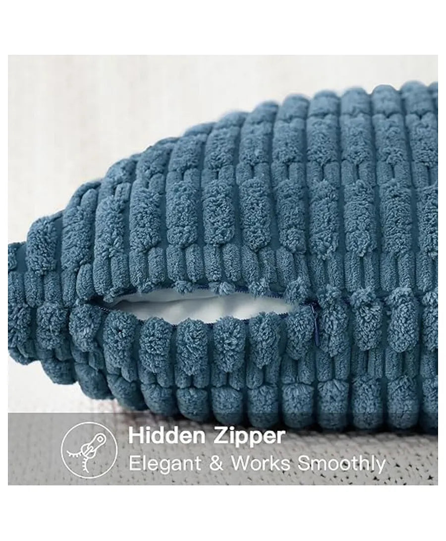 Blue Corduroy Cushion Cover | 45x45cm | Soft Plush Cotton Velvet