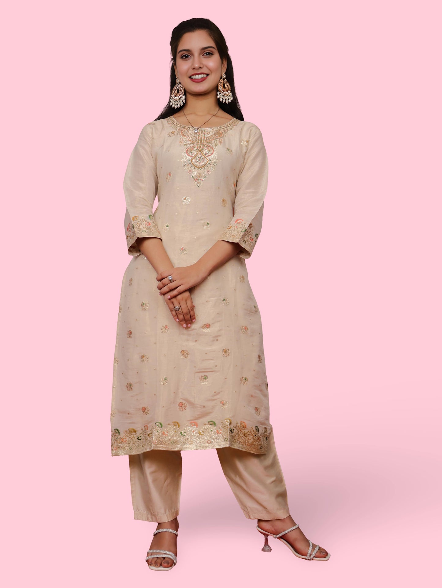 Women's Silk Kurta-Pant, and Dupatta Set