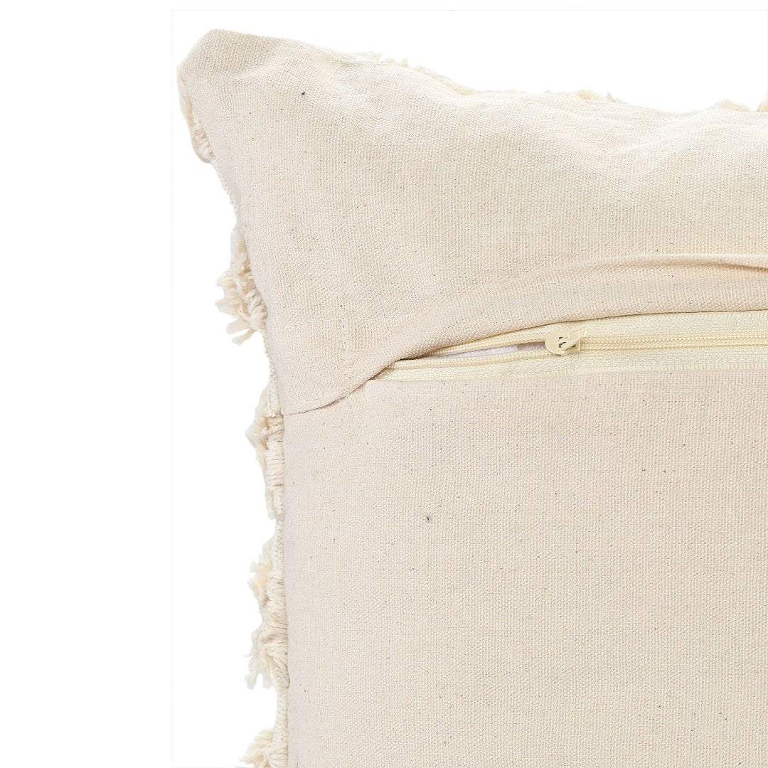 Boho Cushion Cover | 45x45cm | Cream Tufted Cotton | Textured Design