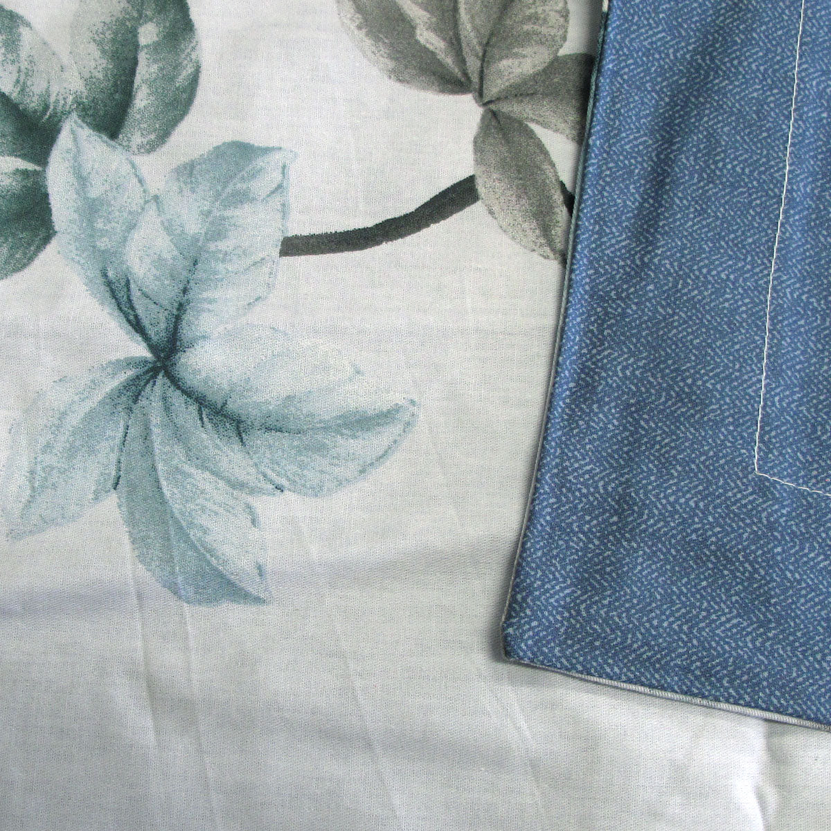 NNEDSZ 300TC Milla Blue Reversible Cotton Quilt Cover Set Queen