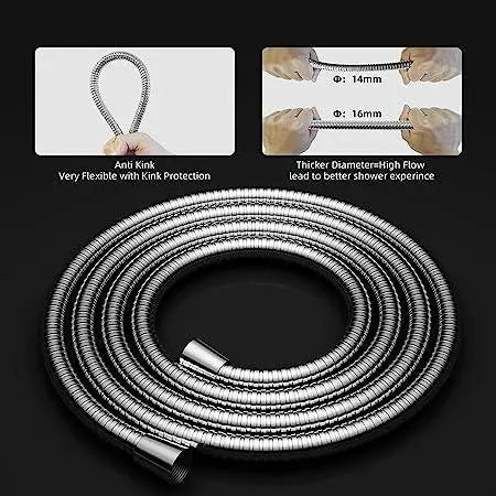 Fossa Large Bore Shower Hose 1Mtr Universal Anti-Kink and Leak-Proof Hose Pipe