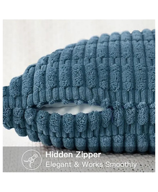Blue Corduroy Cushion Cover | 45x45cm | Soft Plush Cotton Velvet