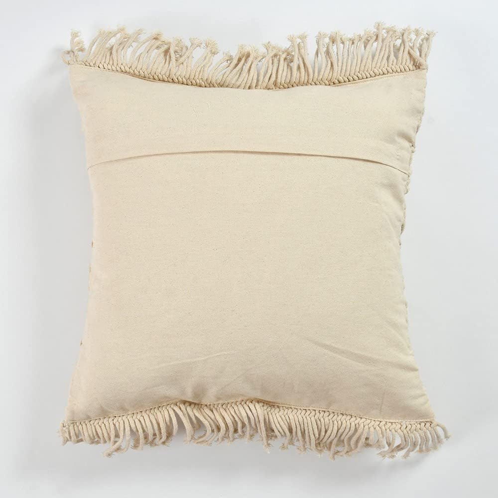 Handwoven Macrame Cushion Cover | 18"x18" (45x45cm) | Natural Cotton | Boho Style