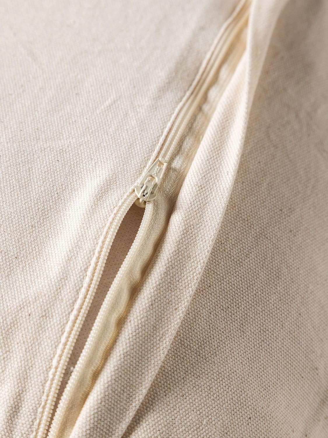 Boho Cushion Cover with Geometric Pattern | 45x45cm | Beige & White | Textured Cotton | Handmade