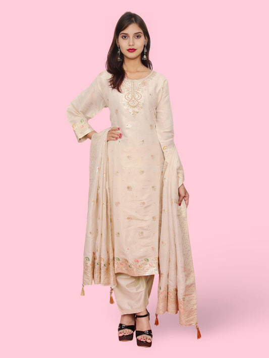 Women's Silk Kurta-Pant, and Dupatta Set