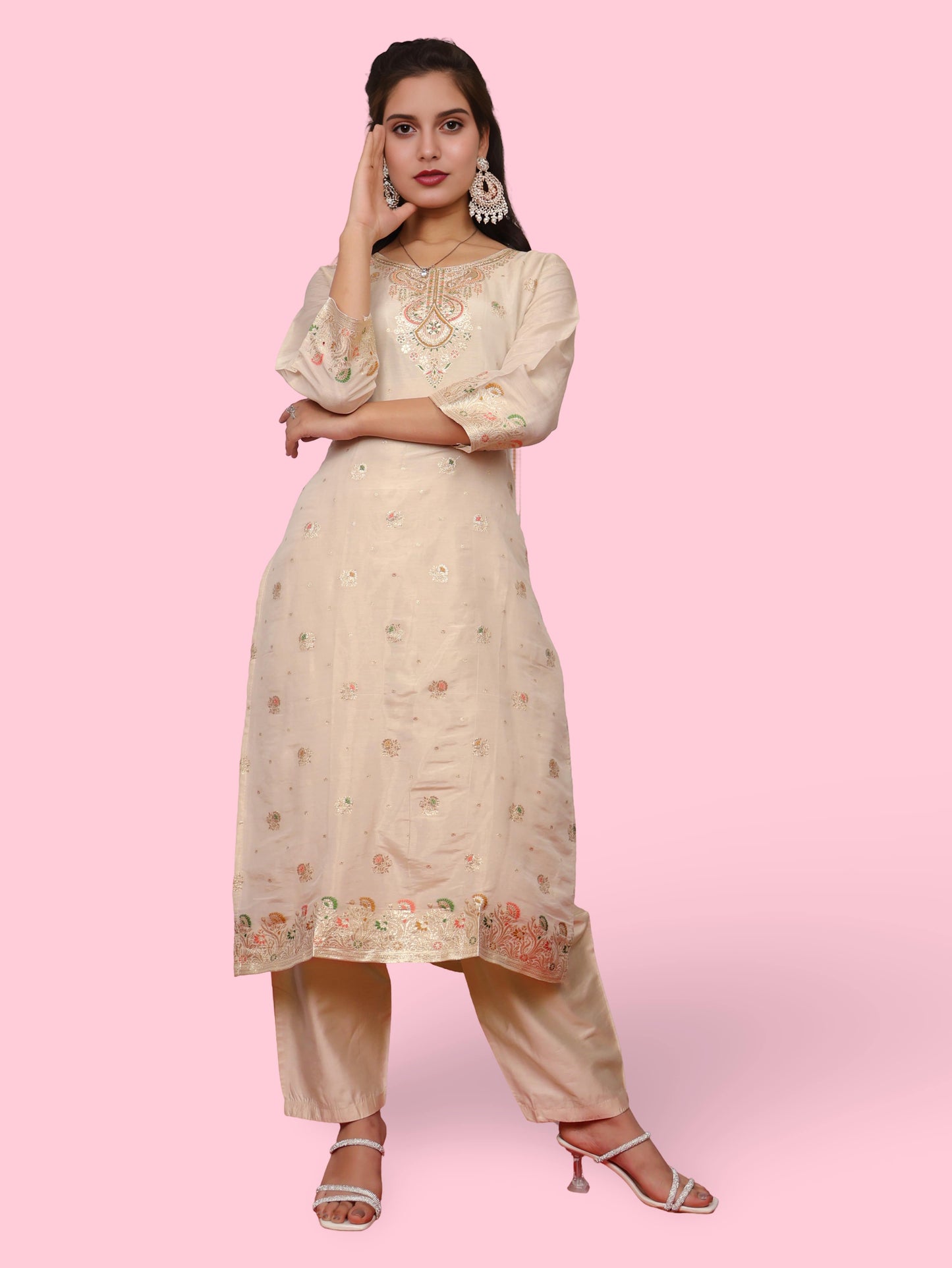 Women's Silk Kurta-Pant, and Dupatta Set