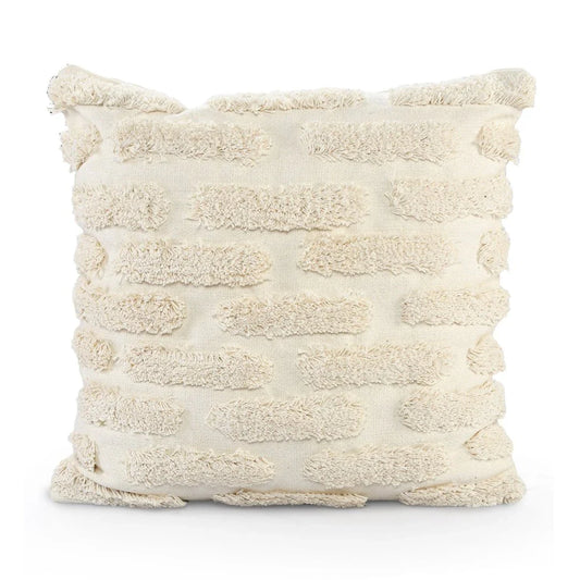 Boho Cushion Cover | 45x45cm | Cream Tufted Cotton | Textured Design