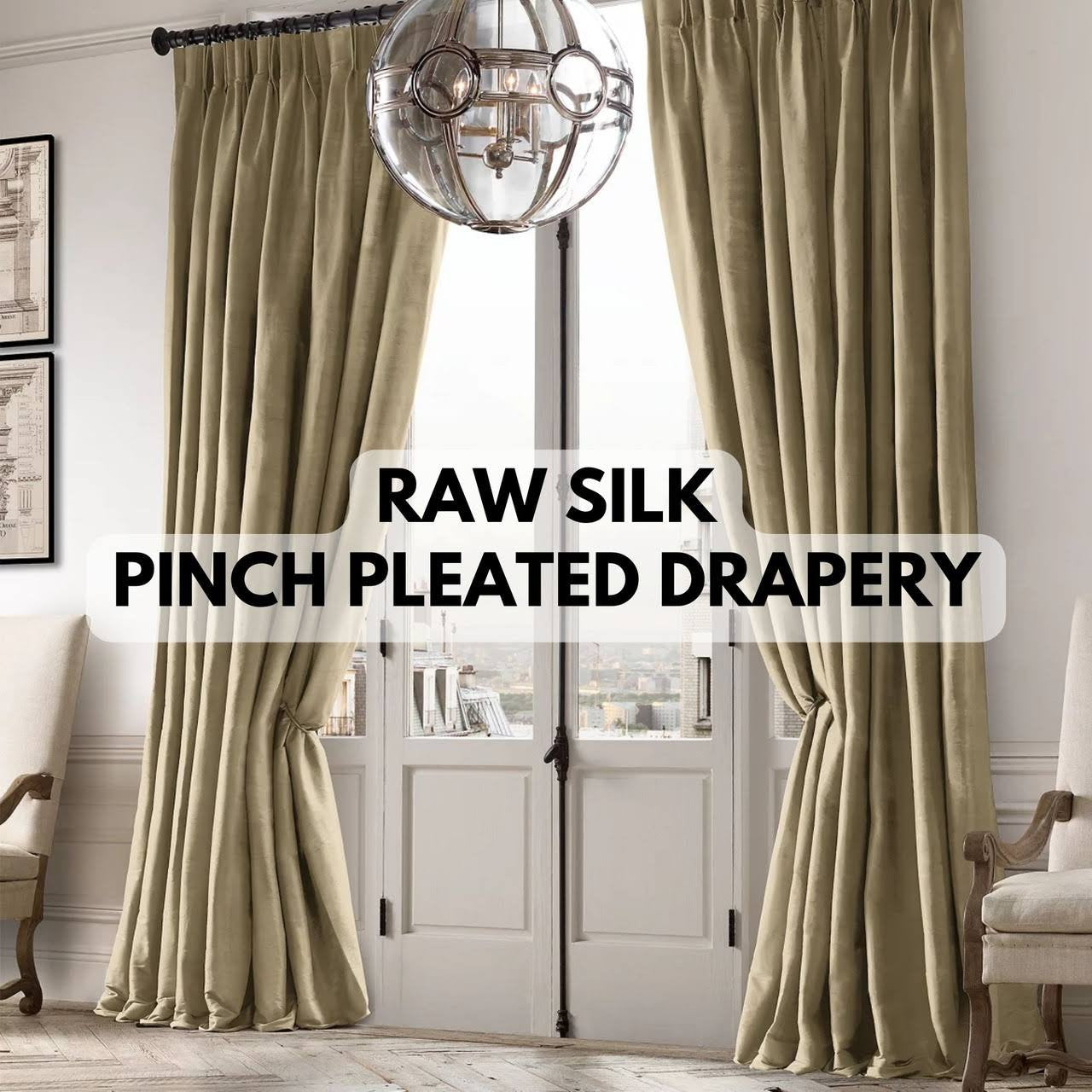 Luxury Raw Silk Pinch Pleated Curtains | OEKO-TEX Certified | Made in UK | Blackout/Light Filtering