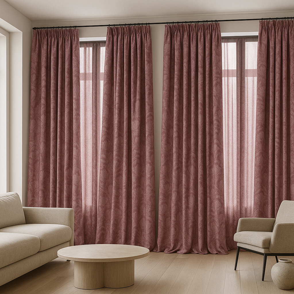 Pure Linen Floral Jacquard Curtains – Made-to-Measure Blackout or Cotton Lined – 8 Colours